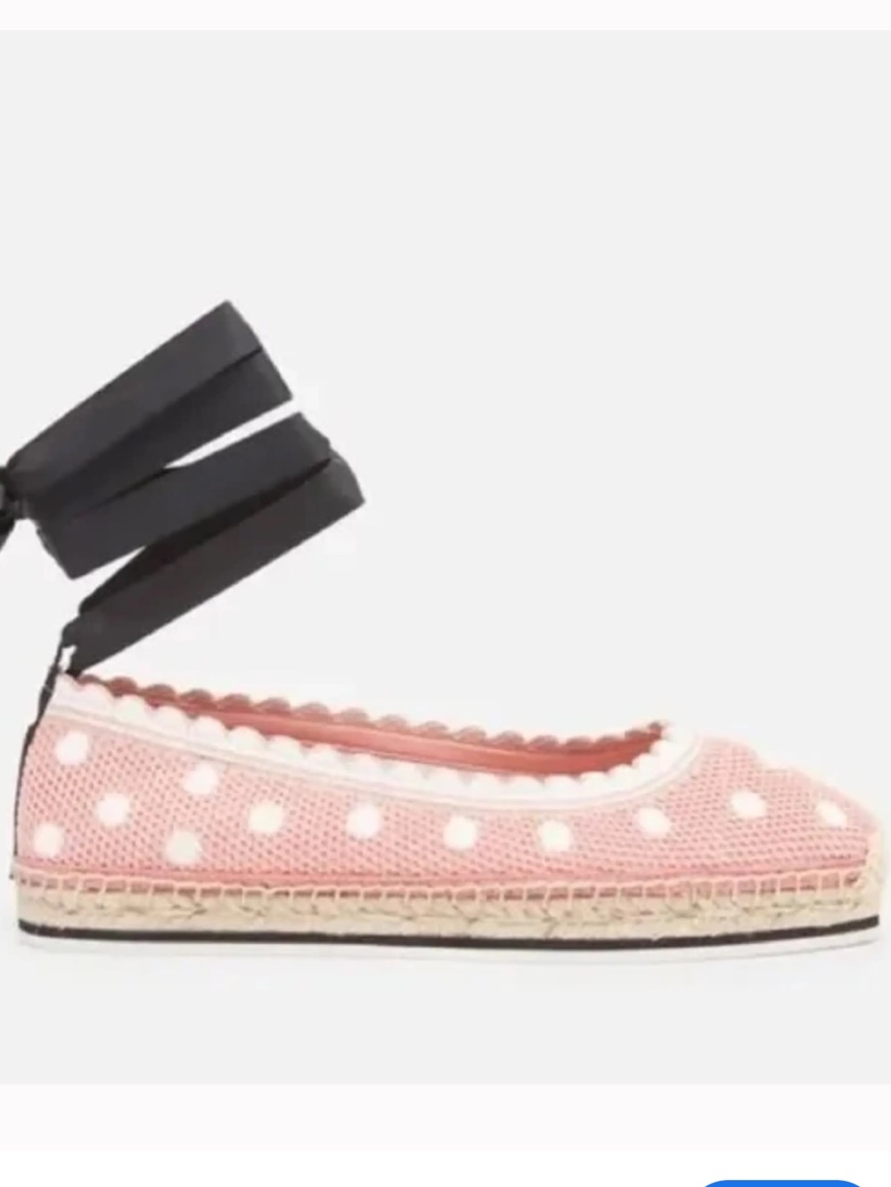 Kate Spade Pink Knit Knottingham Polka Dot Espadrille Flats with Black Ankle Tie